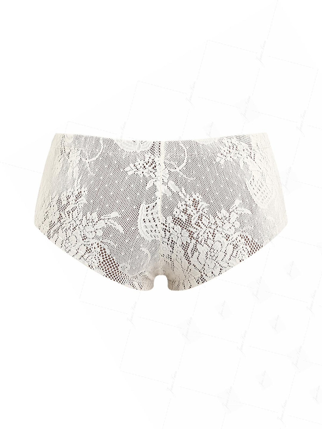 Crystal Cream Lace Bowknot Bikini Bottom Cheeky Swim Boyshorts