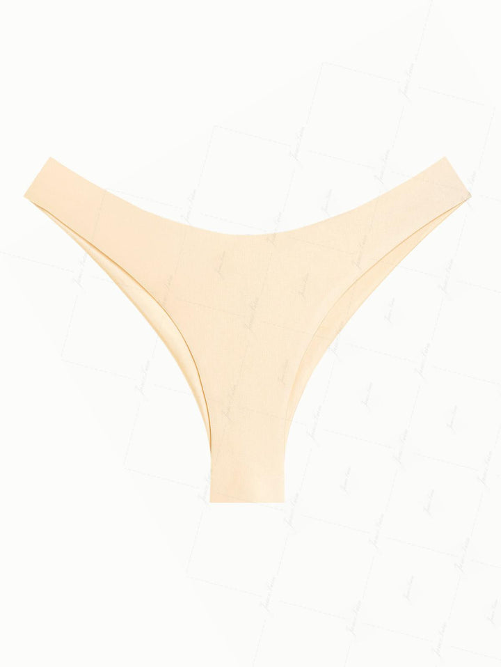 Champagne Satin Solid Color High Leg Cheeky Brazilian Bikini Bottom