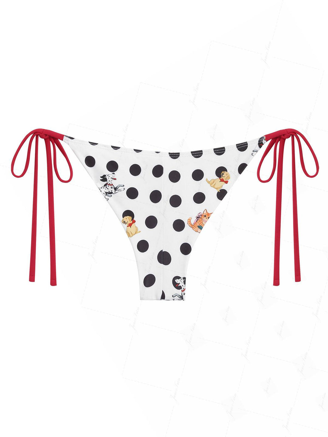White Polka Dot Animal Print String Cheeky Brazilian Bikini Bottom