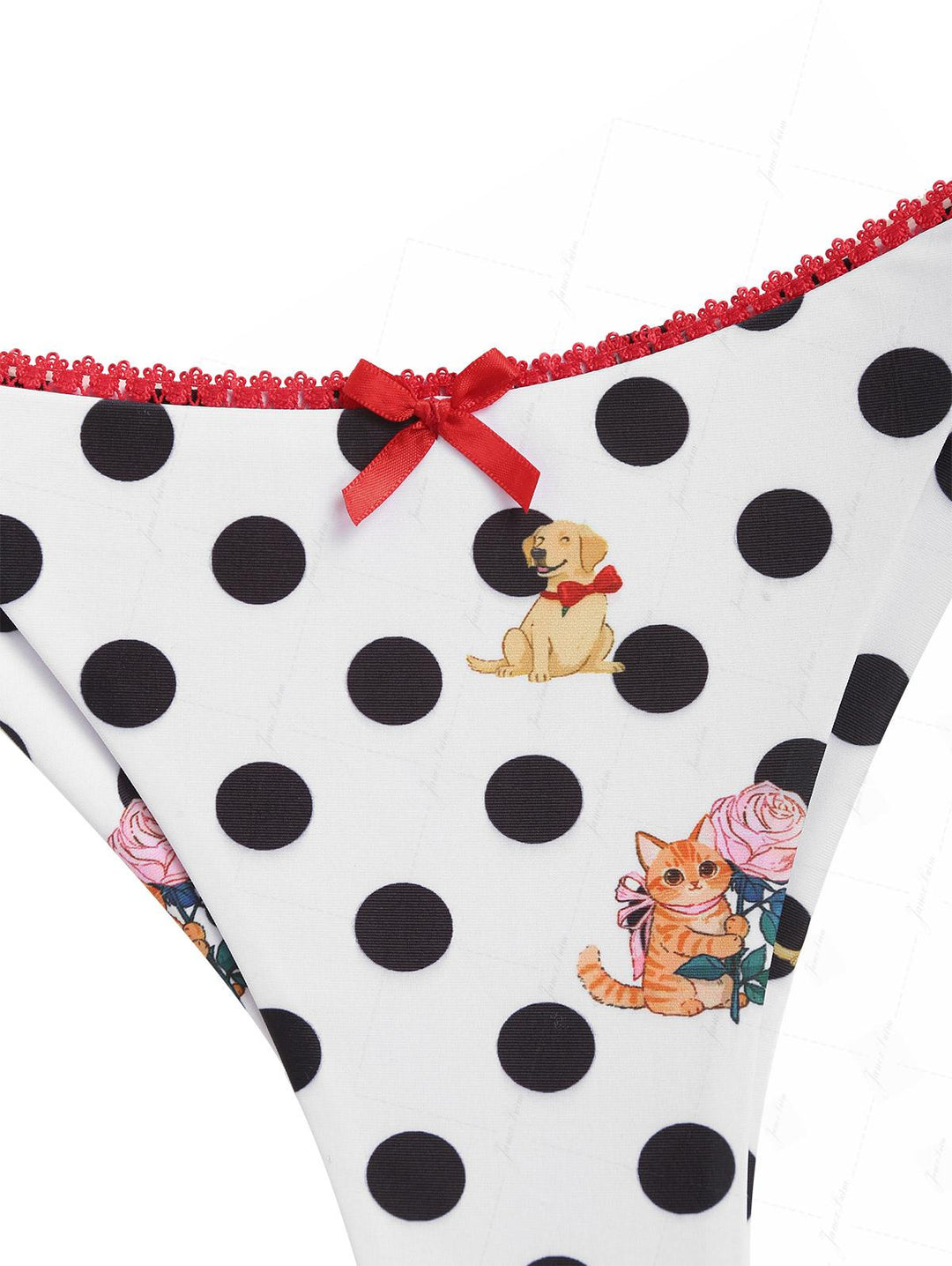 White Polka Dot Animal Print Triangle Top & Cheeky Brazilian Bottom Bikini Set