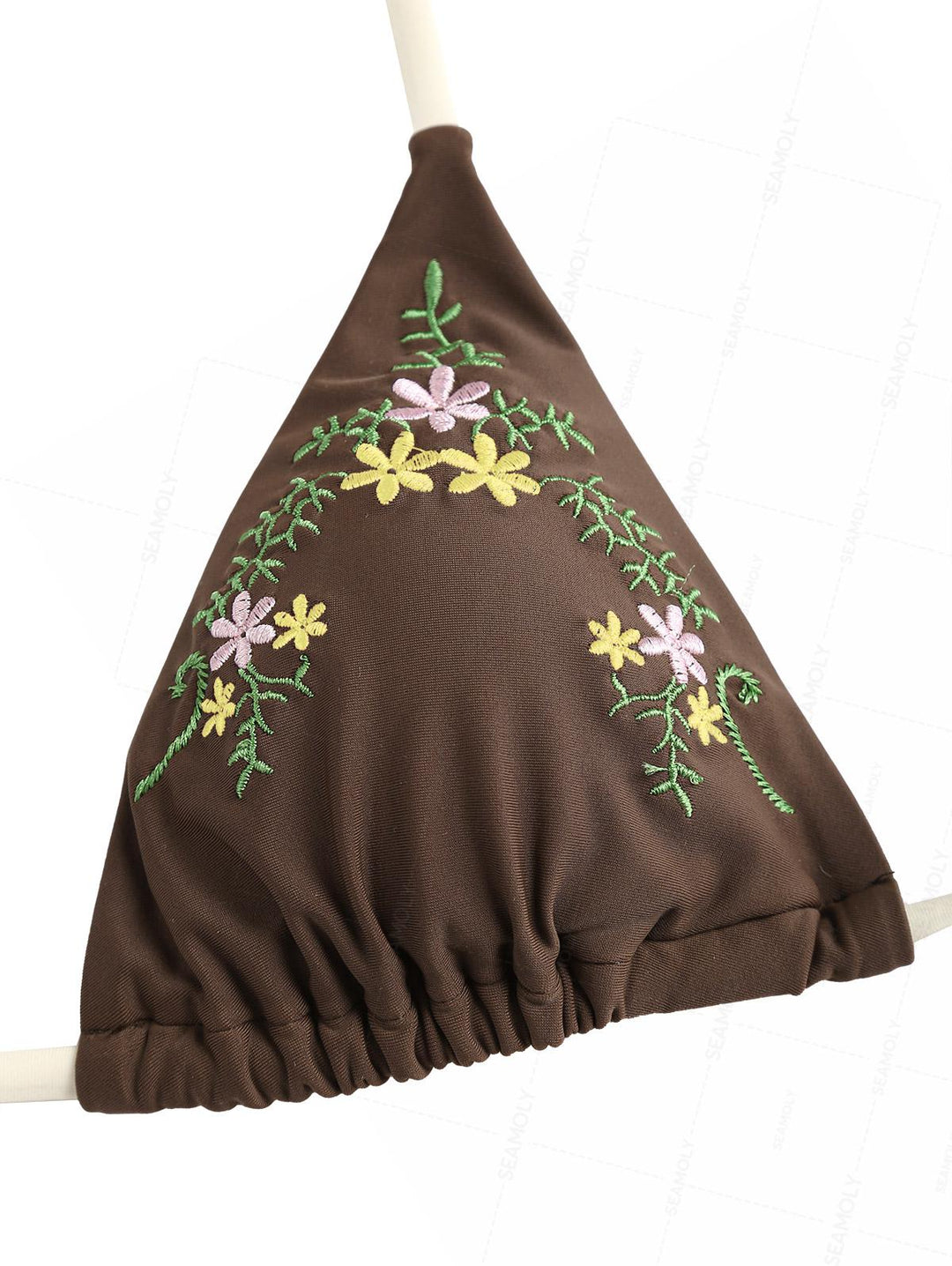 Seamolly Vintage Embroidery Halter Triangle Top & Cheeky Brazilian Bottom Bikini Set