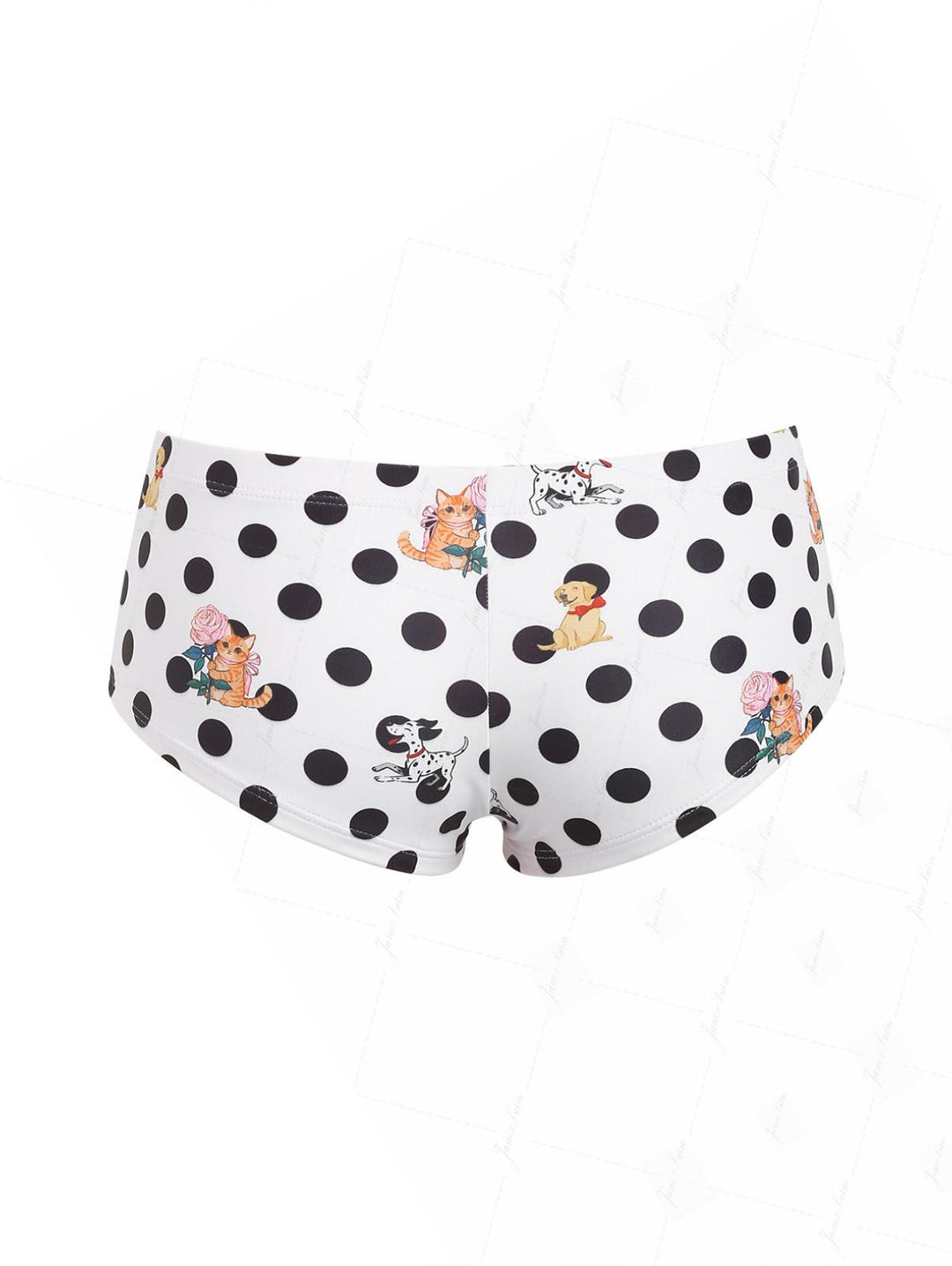 White Polka Dot Animal Print Bikini Bottom Cheeky Swim Boyshorts