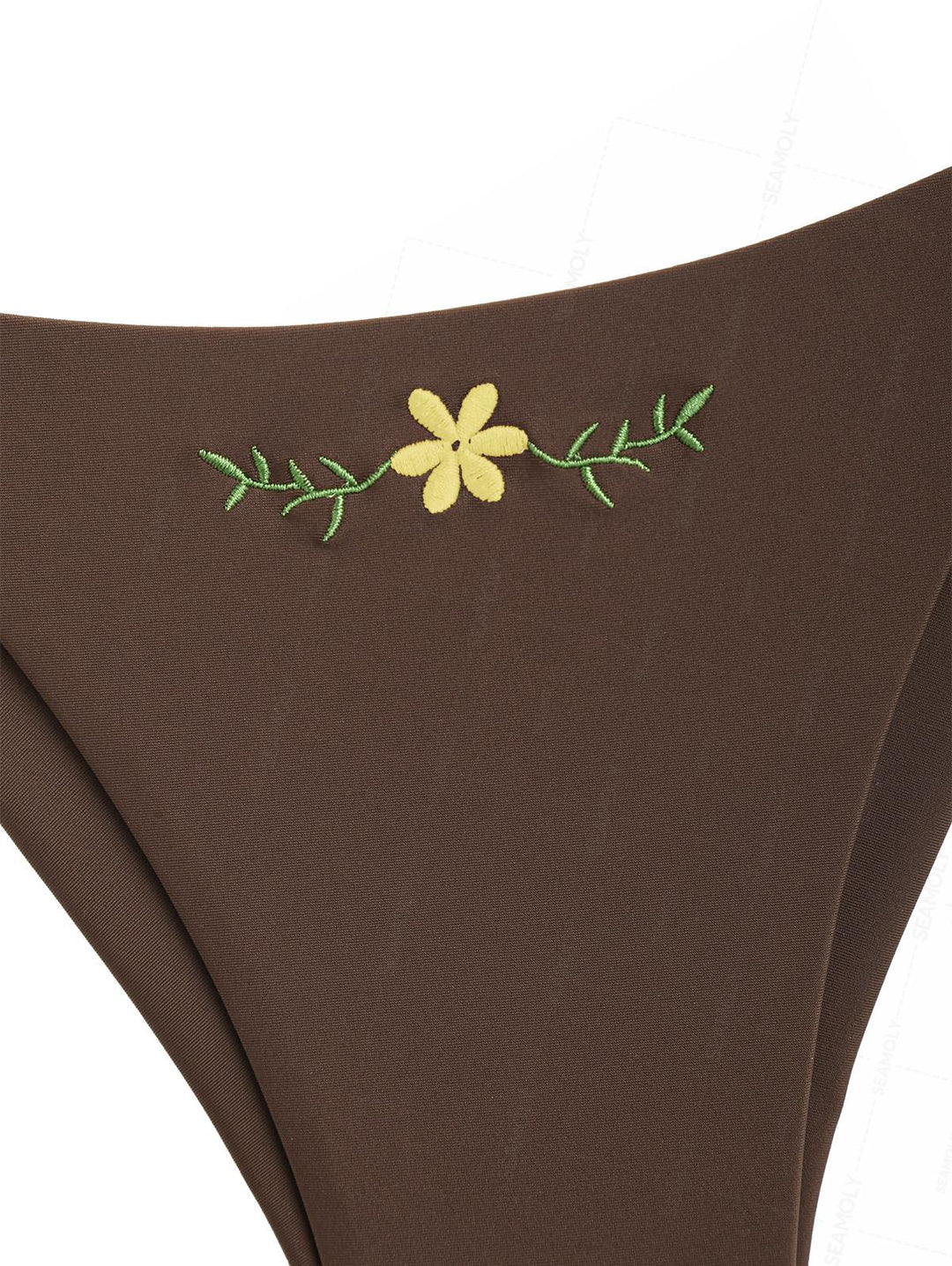 Seamolly Vintage Embroidery Halter Triangle Top & Cheeky Brazilian Bottom Bikini Set