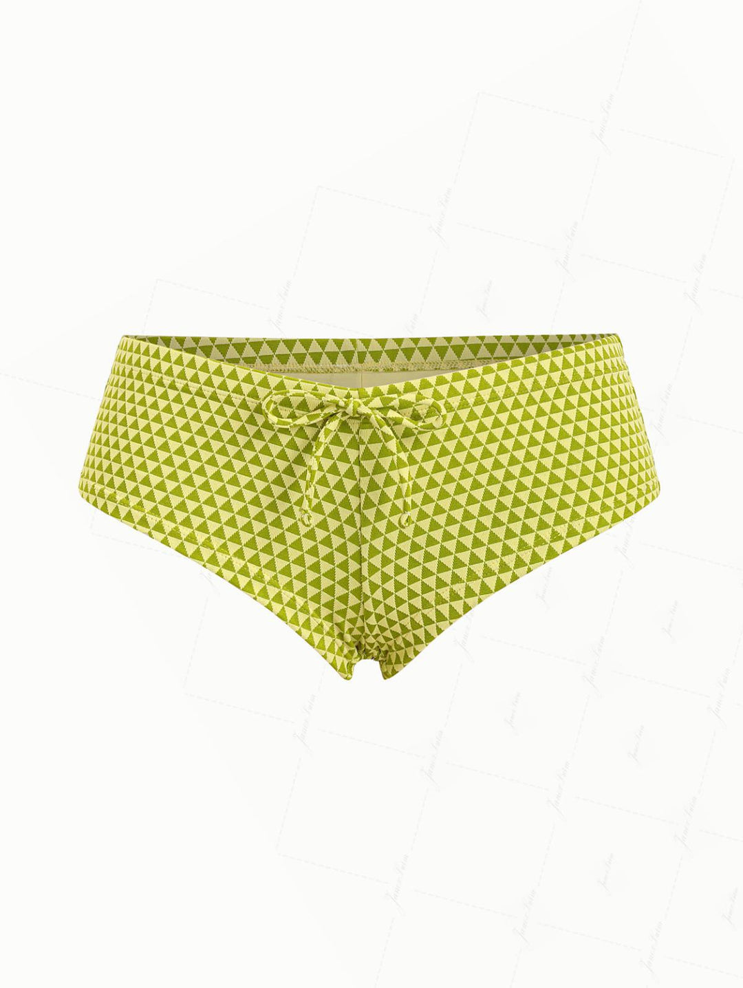Green Recycled Fabric Triangular Grid Bikini Bottom Cheeky Swim Boyshorts