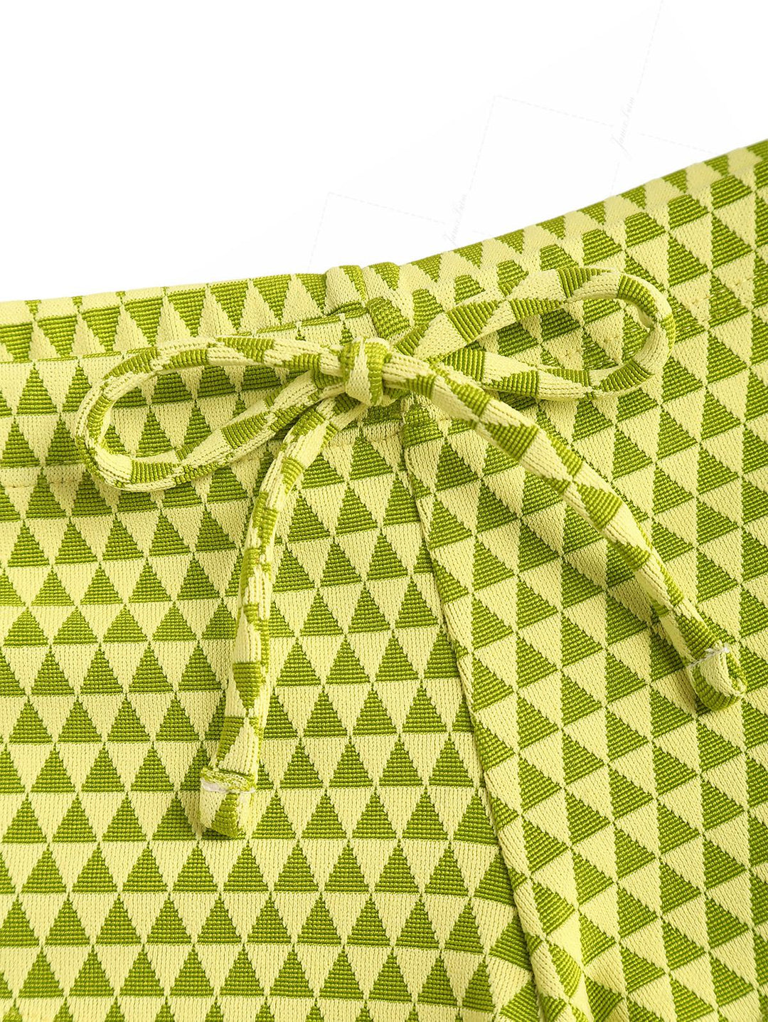 Green Recycled Fabric Triangular Grid Pattern Cheeky Boyshorts Bikini Set
