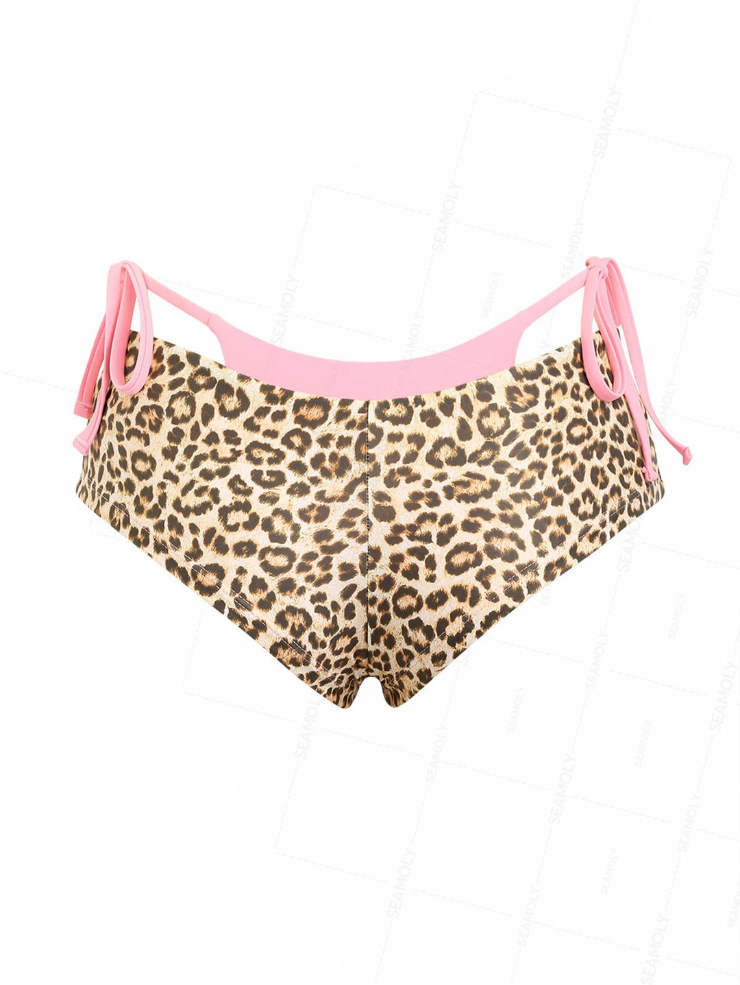 Seamolly Leopard Print Double Layer Bikini Bottom Cheeky Swim Boyshorts