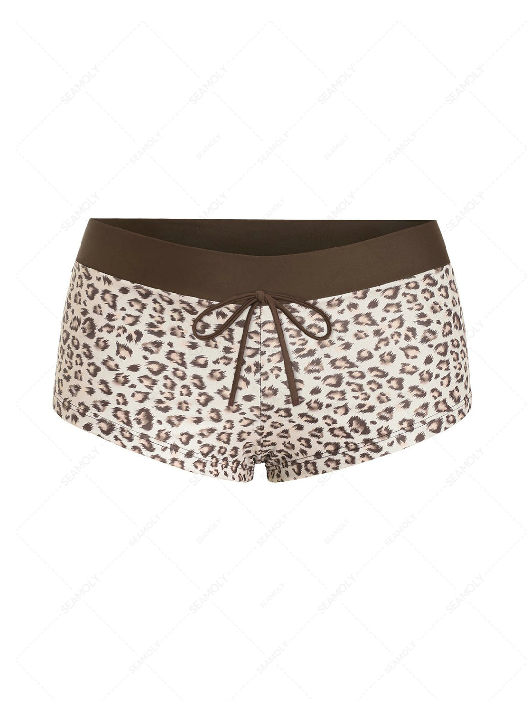 Seamolly 3 piece Leopard Print Double Layer Cheeky Boyshort Bikini Set