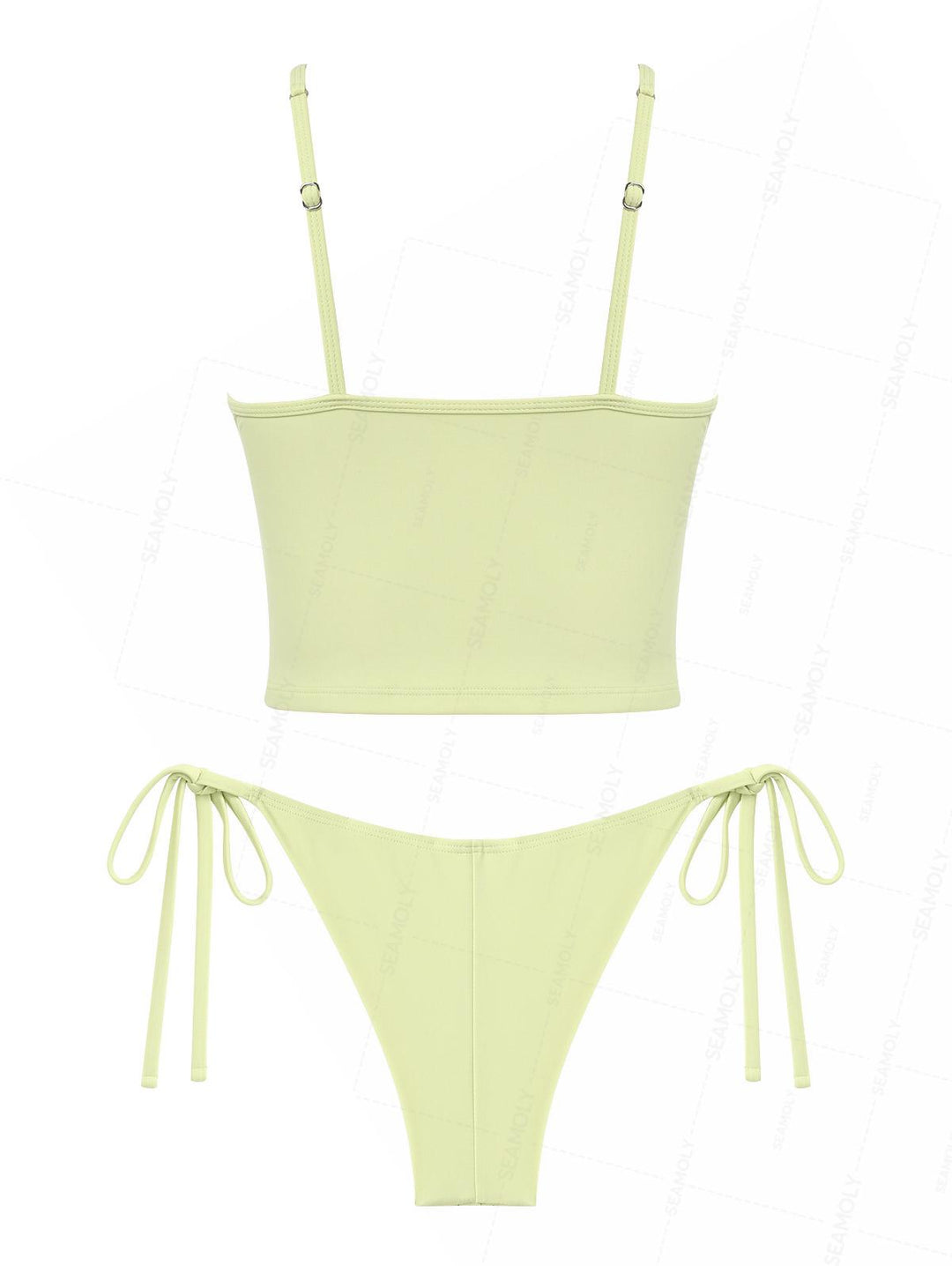 Seamolly Embroidered Scalloped Edge Cami Tank Top & Cheeky Brazilian Bottom Tankini Set