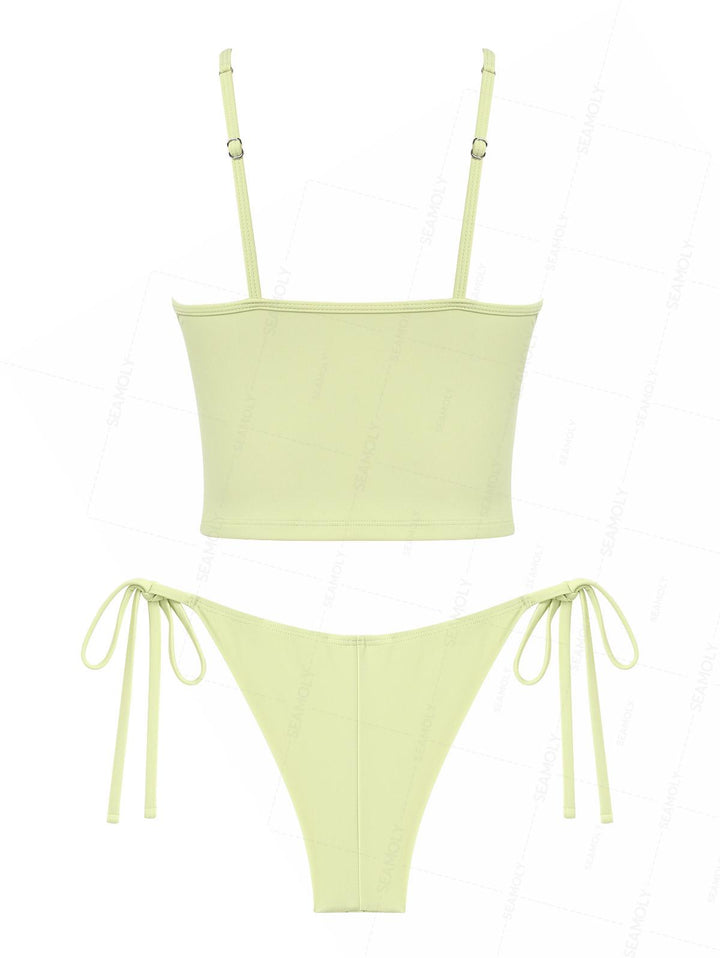 Seamolly Embroidered Scalloped Edge Cami Tank Top & Cheeky Brazilian Bottom Tankini Set