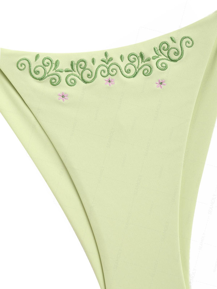 Seamolly Embroidered Scalloped Edge Cami Tank Top & Cheeky Brazilian Bottom Tankini Set