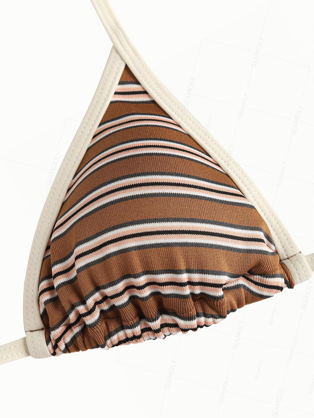 Seamolly Striped Contrast Binding Cutout Tied Cheeky Boyshorts Bikini Set