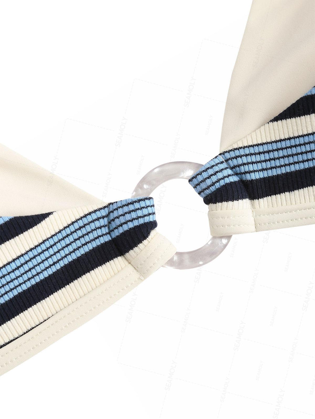 Seamolly Contrast Color Striped O Ring Double Layer Bikini Set