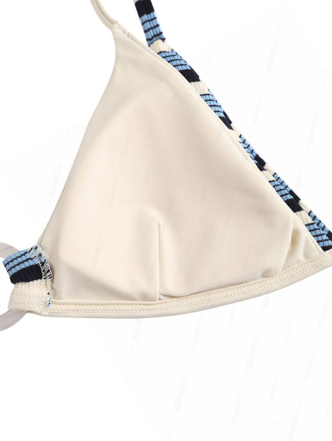 Seamolly Contrast Color Striped O Ring Double Layer Bikini Set