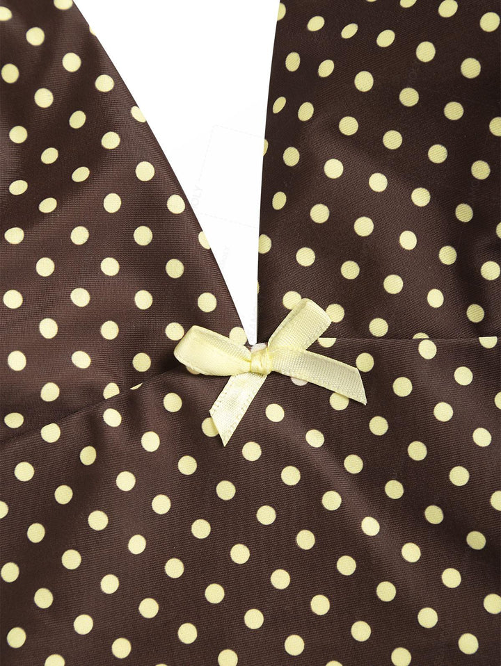 Seamolly Polka Dot Print Halter Tank Top & Cheeky Brazilian Bottom Tankini Set