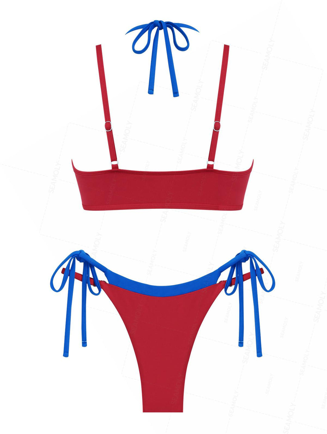 Seamolly Colorblock Two Tone Tie Side Double Layer Bikini Set
