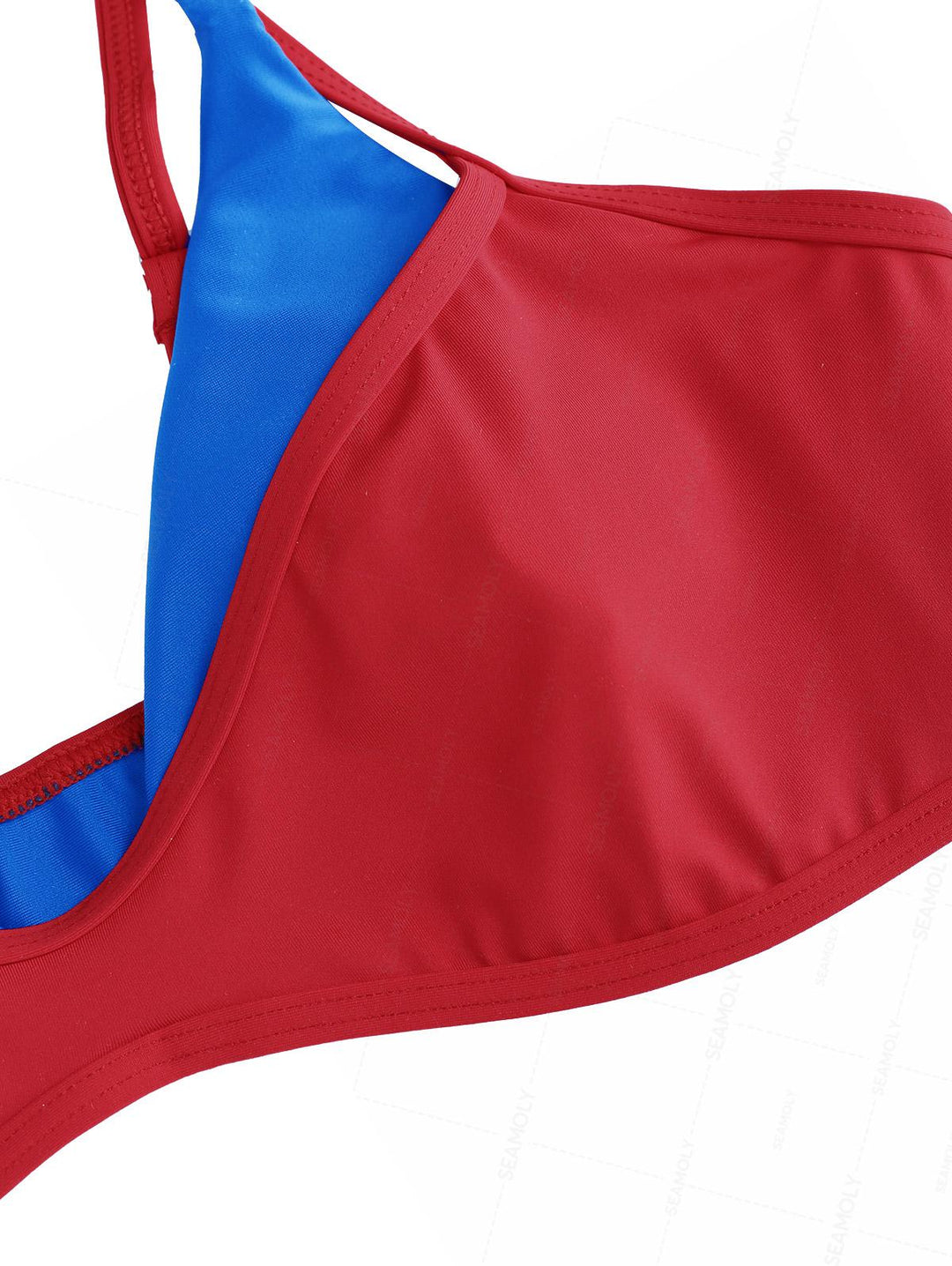 Seamolly Colorblock Two Tone Tie Side Double Layer Bikini Set