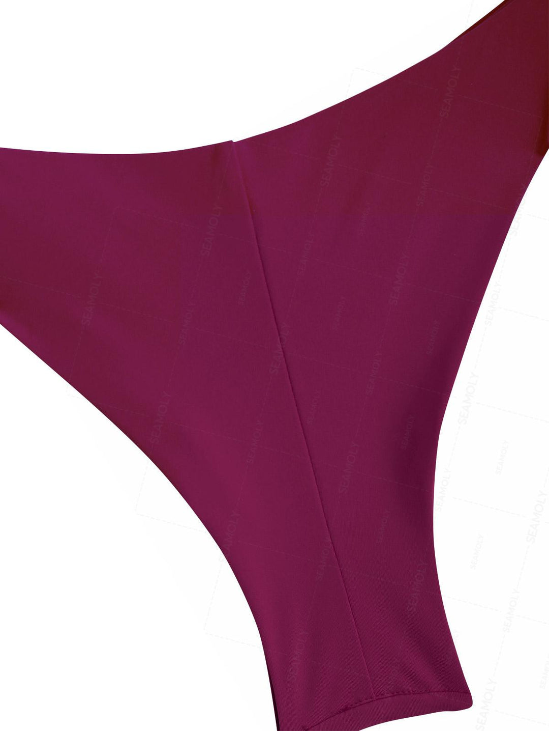 Seamolly Solid Color Ruched Halter Triangle Top & Cheeky Brazilian Bottom Bikini Set