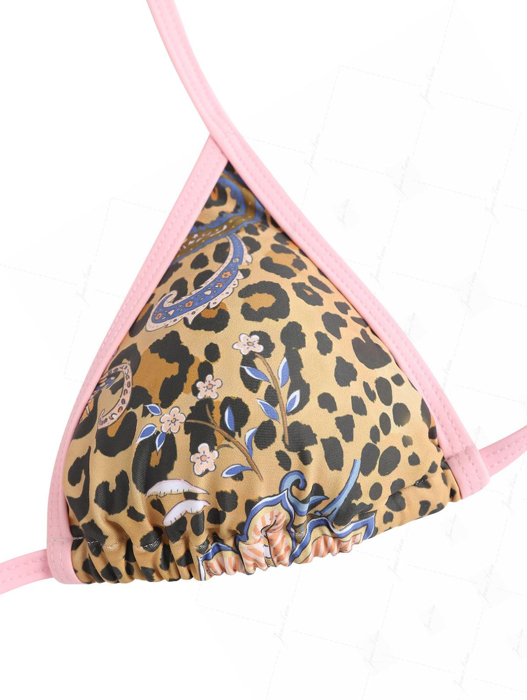 Brown Leopard Paisley Print Contrast Binding Cheeky Boyshorts Bikini Set