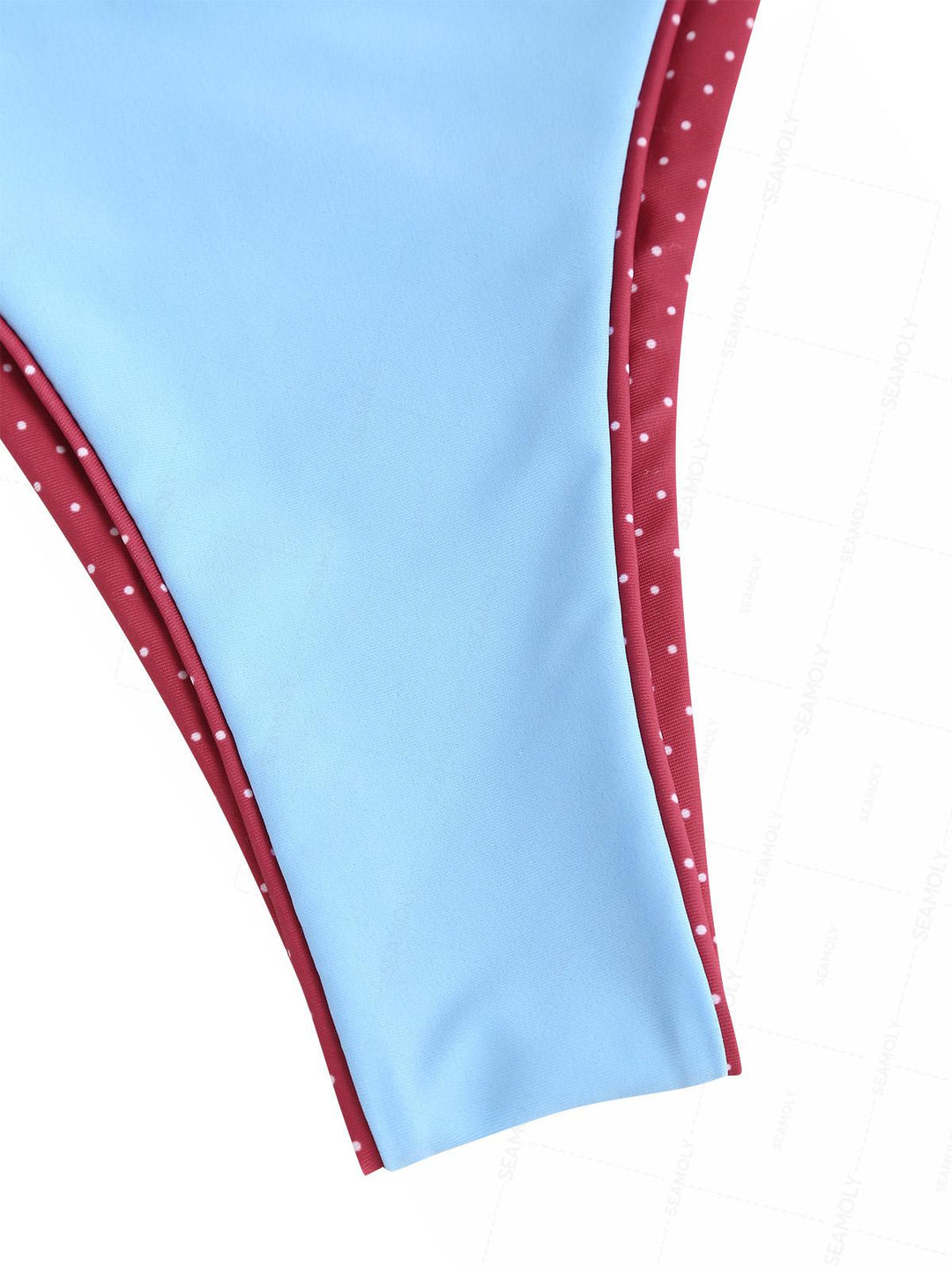 Seamolly Polka Dot Print Contrast Color O Ring Double Layer Bikini Set