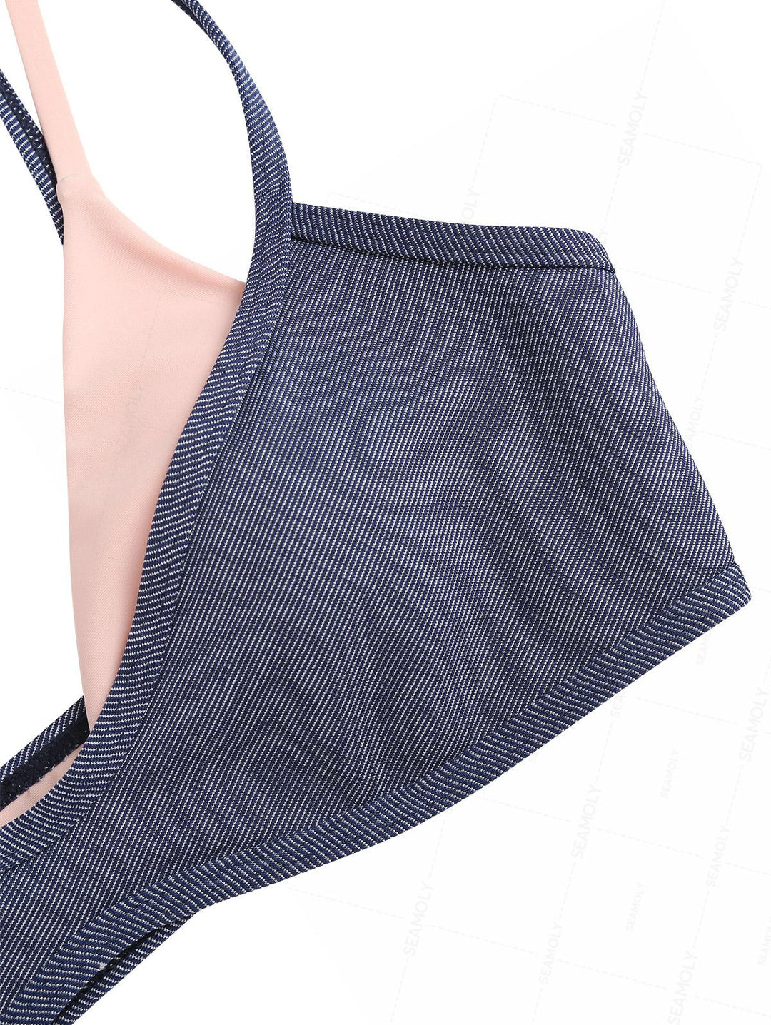 Seamolly Denim Contrast Color Tie Side Double Layer Bikini Set