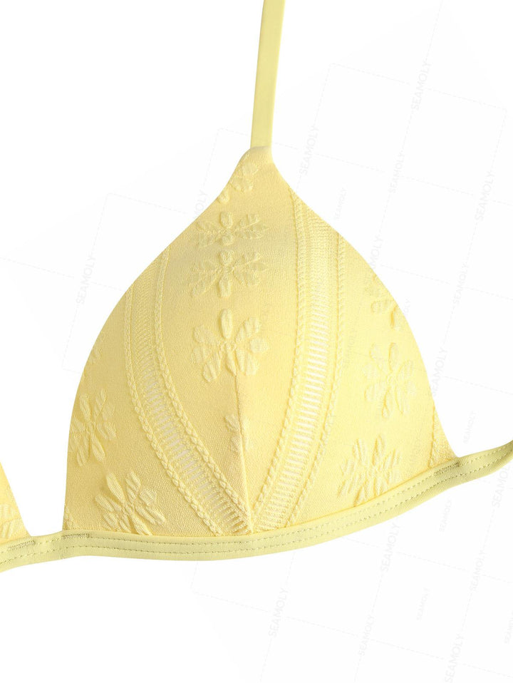 Seamolly Y2K Jacquard Push Up Top & Cheeky Boyshorts Bikini Set