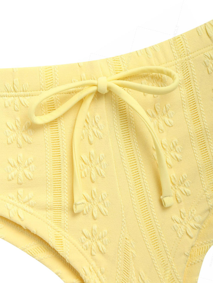 Seamolly Y2K Jacquard Push Up Top & Cheeky Boyshorts Bikini Set