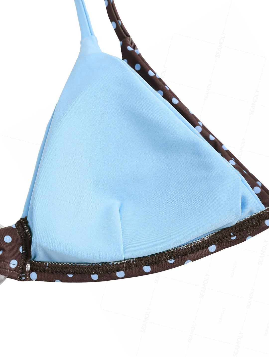 Seamolly Polka Dot Print Contrast Color O Ring Double Layer Bikini Set