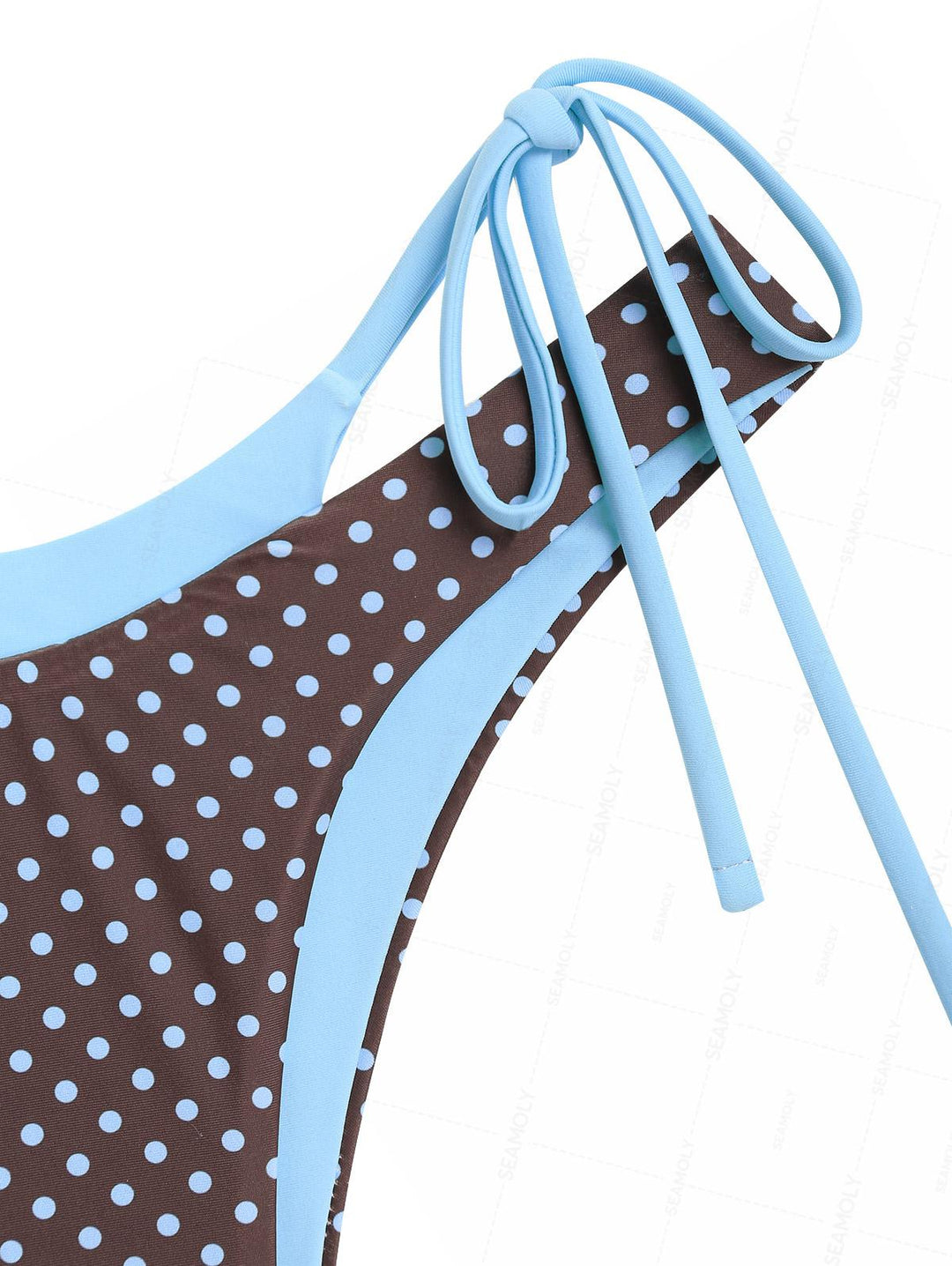 Seamolly Polka Dot Print Contrast Color O Ring Double Layer Bikini Set