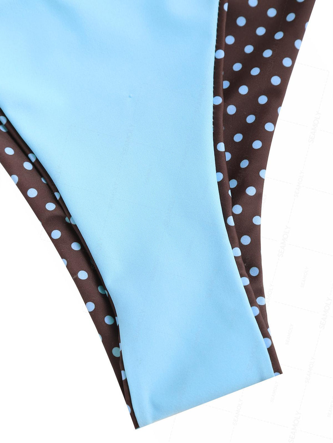 Seamolly Polka Dot Print Contrast Color O Ring Double Layer Bikini Set