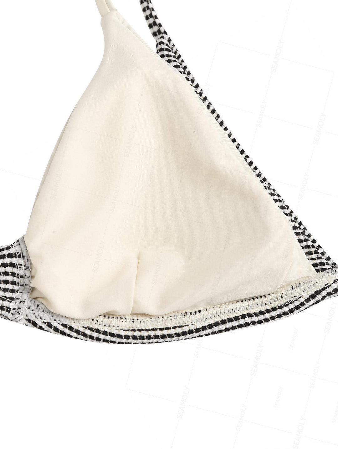 Seamolly Metallic Gold Yarn Contrast Color O Ring Double Layer Bikini Set