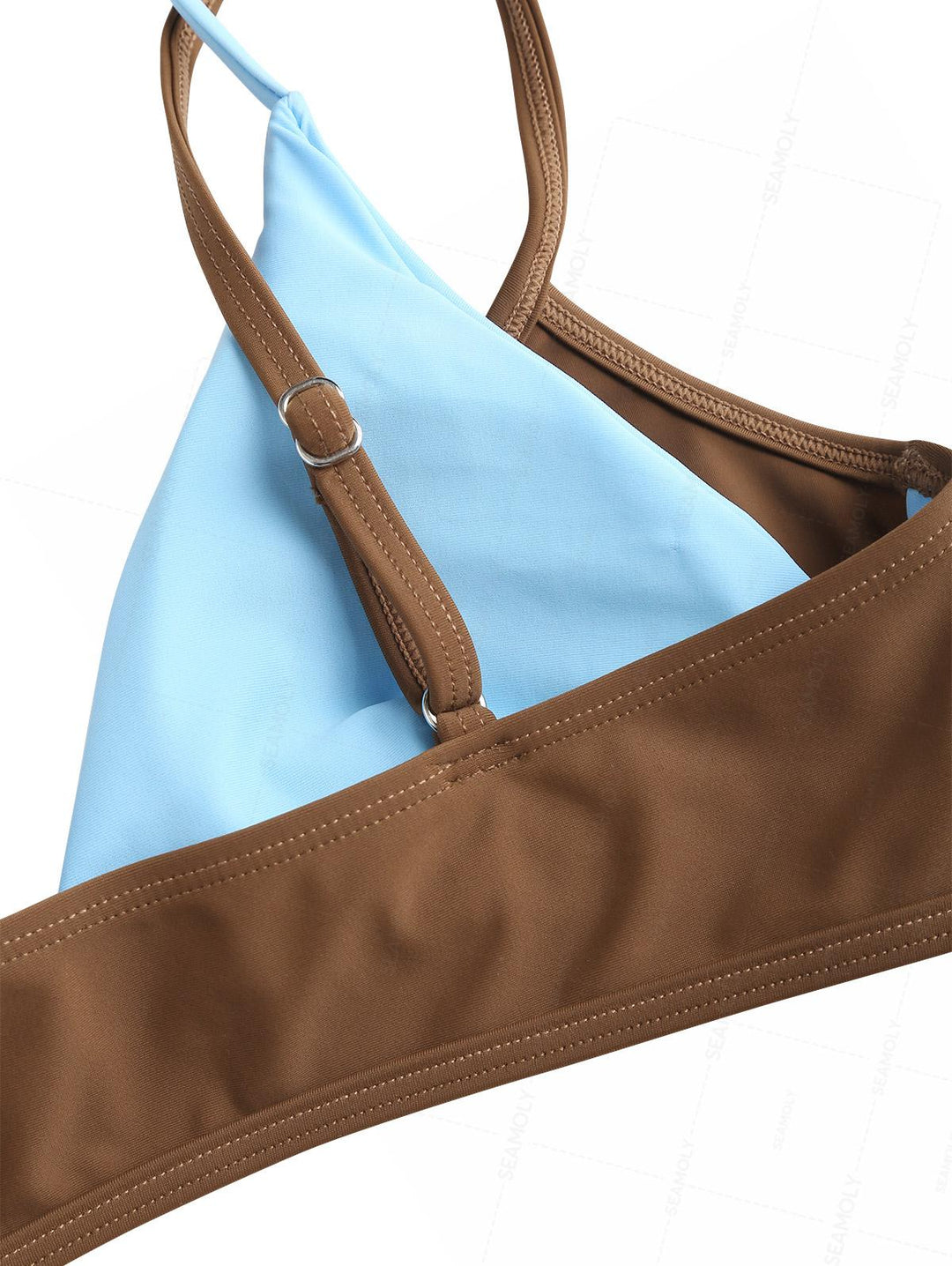 Seamolly Colorblock Two Tone Tie Side Double Layer Bikini Set