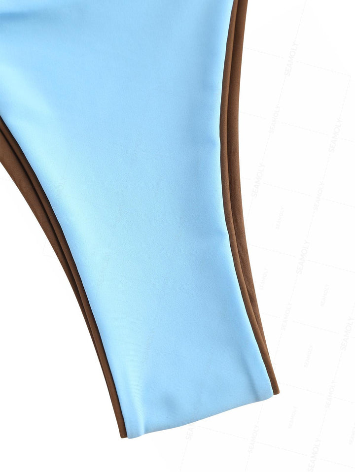 Seamolly Colorblock Two Tone Tie Side Double Layer Bikini Set