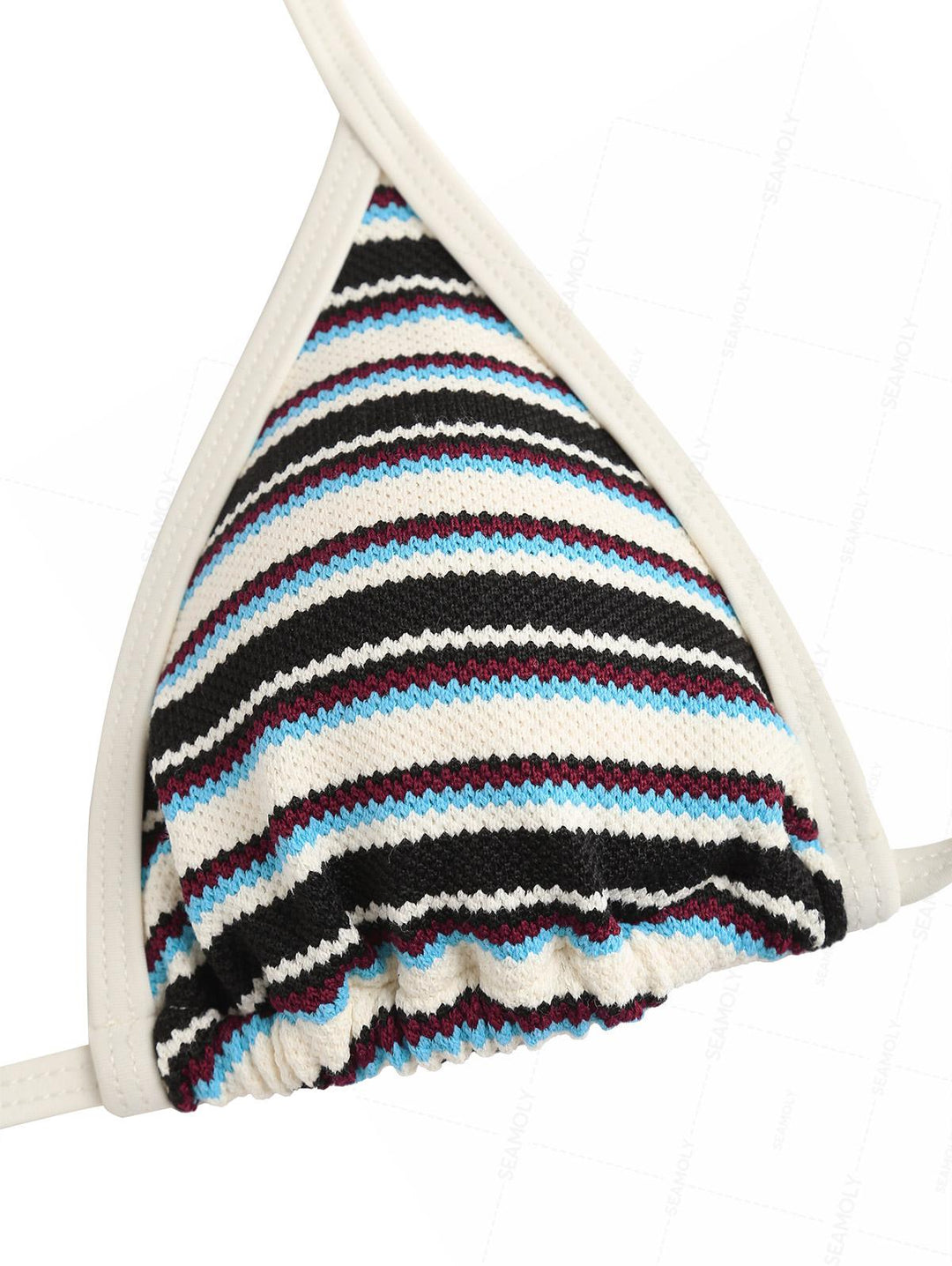 Seamolly Striped Contrast Binding Cheeky Boyshorts Bikini Set