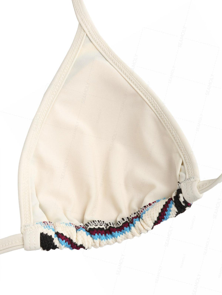 Seamolly Striped Contrast Binding Cheeky Boyshorts Bikini Set