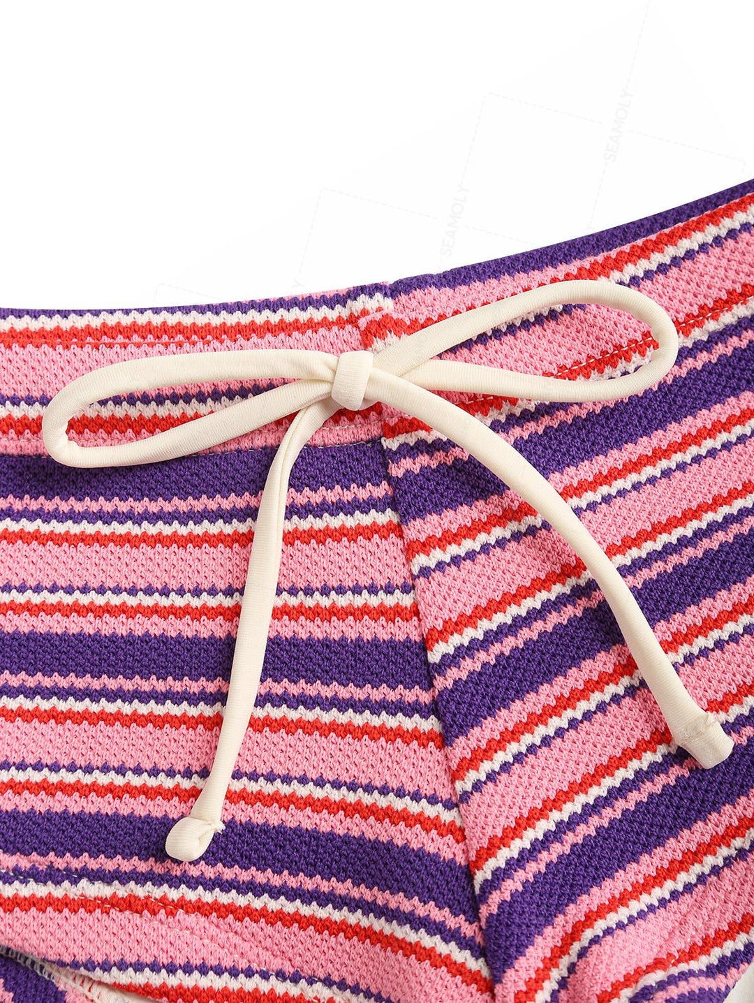 Seamolly Striped Halter Triangle Cheeky Boyshorts Bikini Set