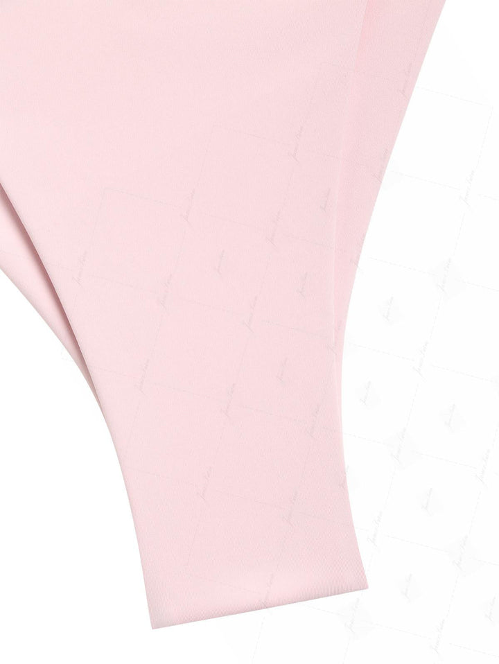 Pink Solid Color Picot Bowknot Triangle Top & Cheeky Brazilian Bottom Bikini Set
