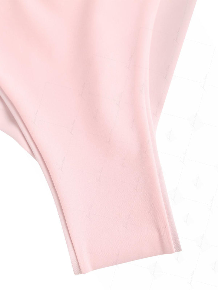 Pink Solid Color Picot Bowknot Bralette Top & Cheeky Brazilian Bottom Bikini Set