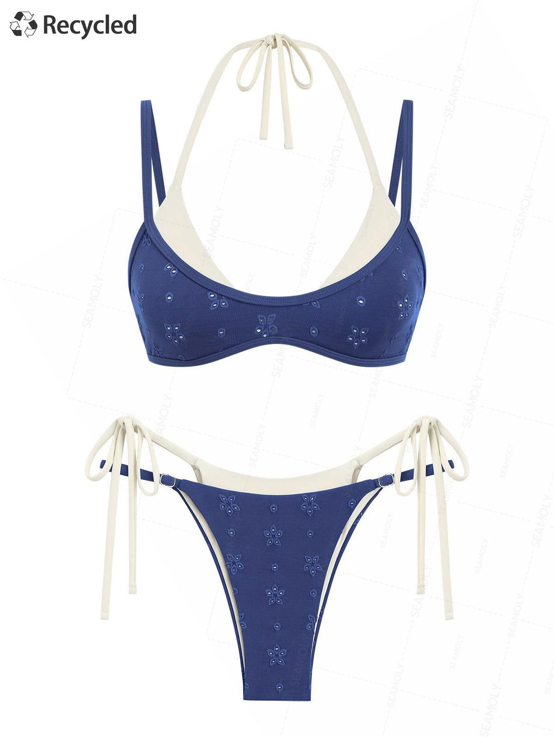 Seamolly Recycled Fabric Jacquard String Double Layer Bikini Set