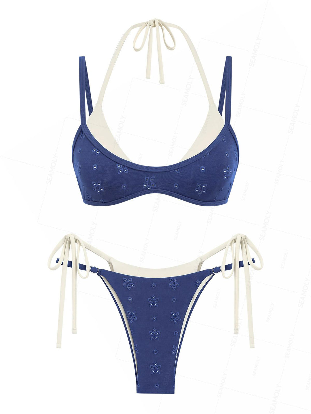 Seamolly Recycled Fabric Jacquard String Double Layer Bikini Set