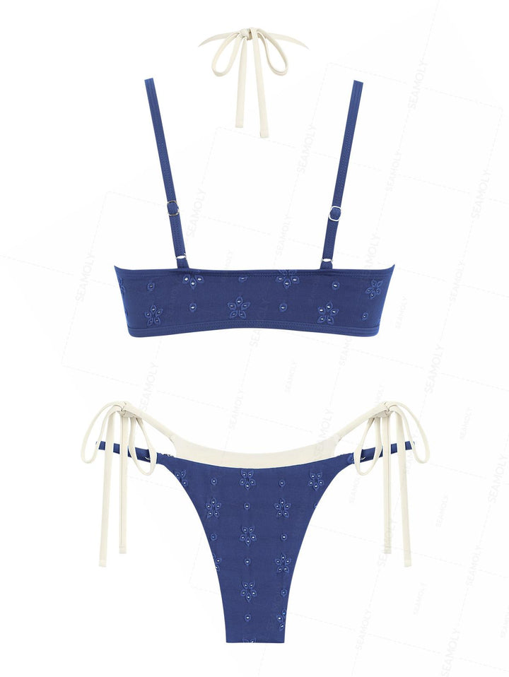Seamolly Recycled Fabric Jacquard String Double Layer Bikini Set