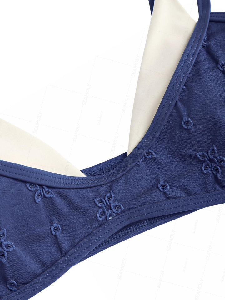Seamolly Recycled Fabric Jacquard String Double Layer Bikini Set