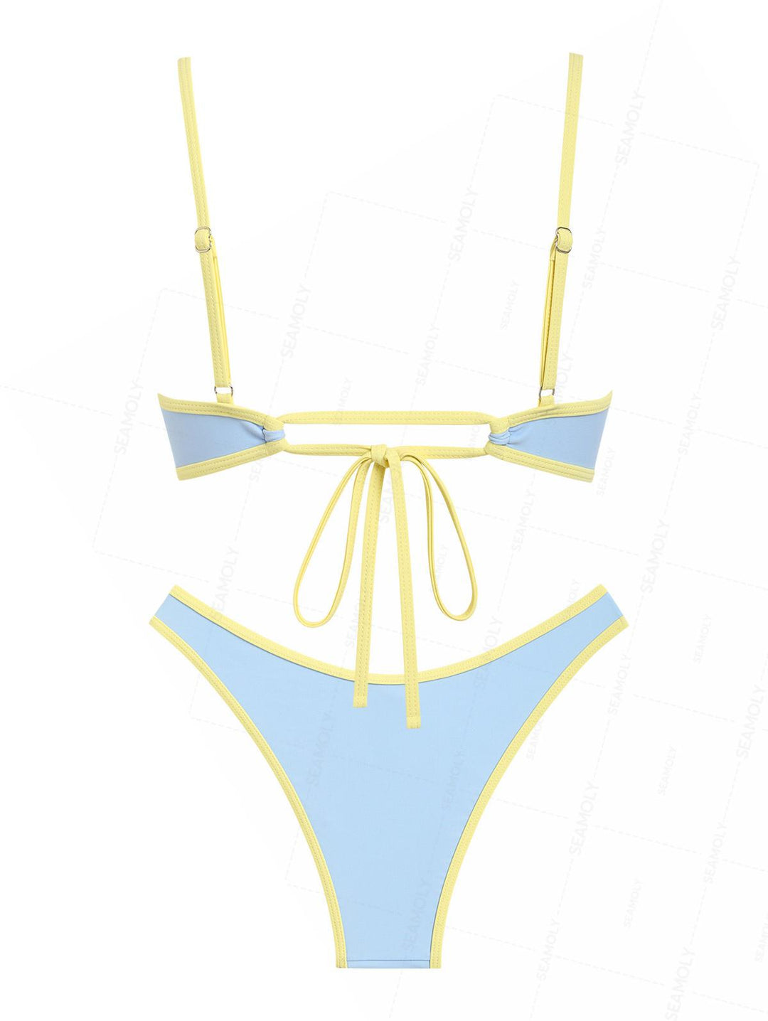 Seamolly Contrast Binding Bowknot Tank Style Cheeky Bikini Set