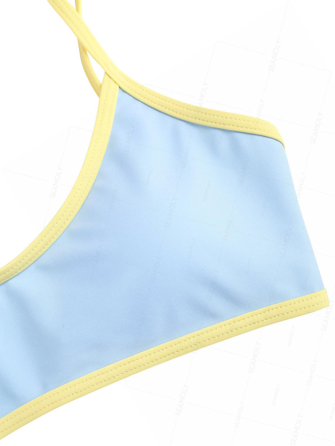 Seamolly Contrast Binding Bowknot Tank Style Cheeky Bikini Set