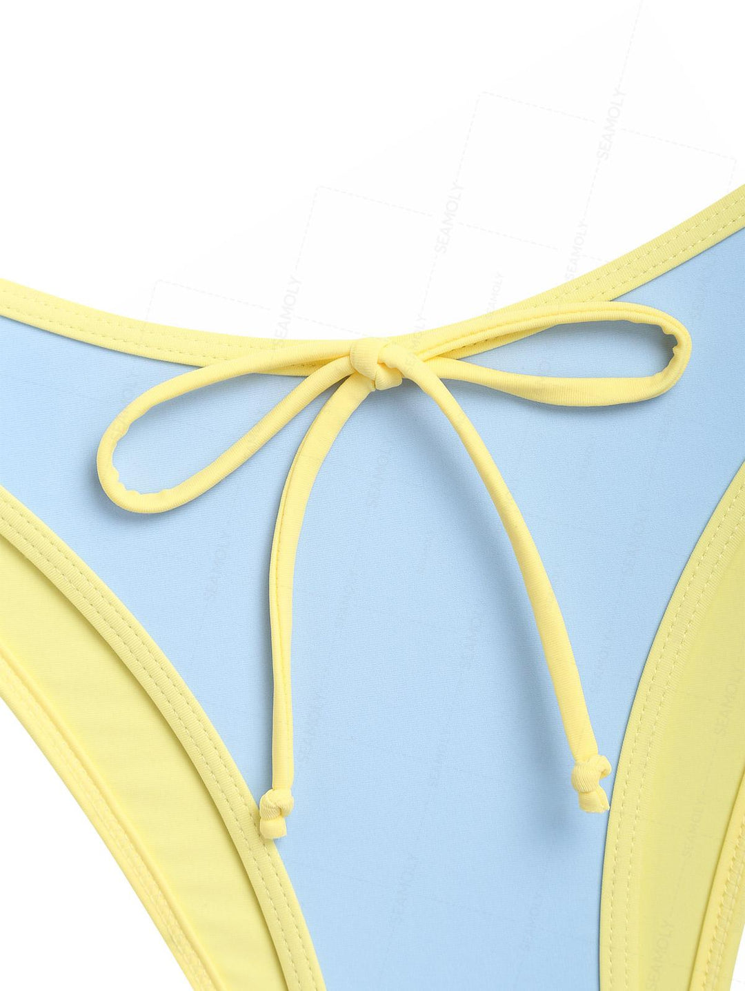 Seamolly Contrast Binding Bowknot Tank Style Cheeky Bikini Set