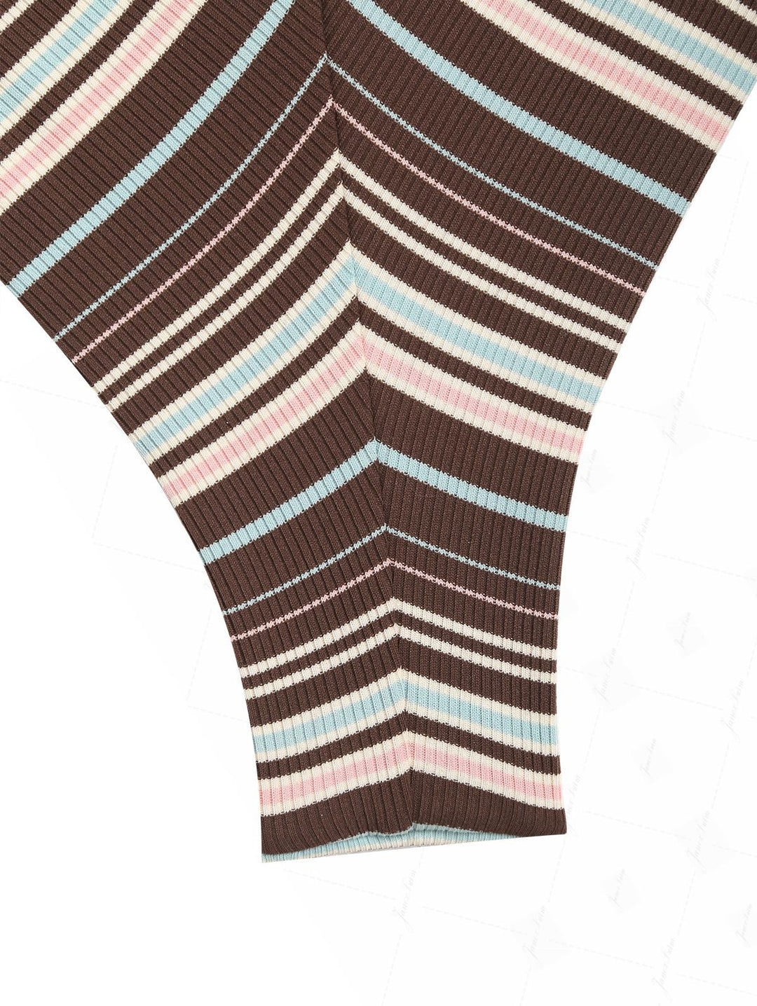 Deep Coffee Ribbed Knit Striped Triangle Push Up Top & Cheeky Brazilian Bottom Bikini Set