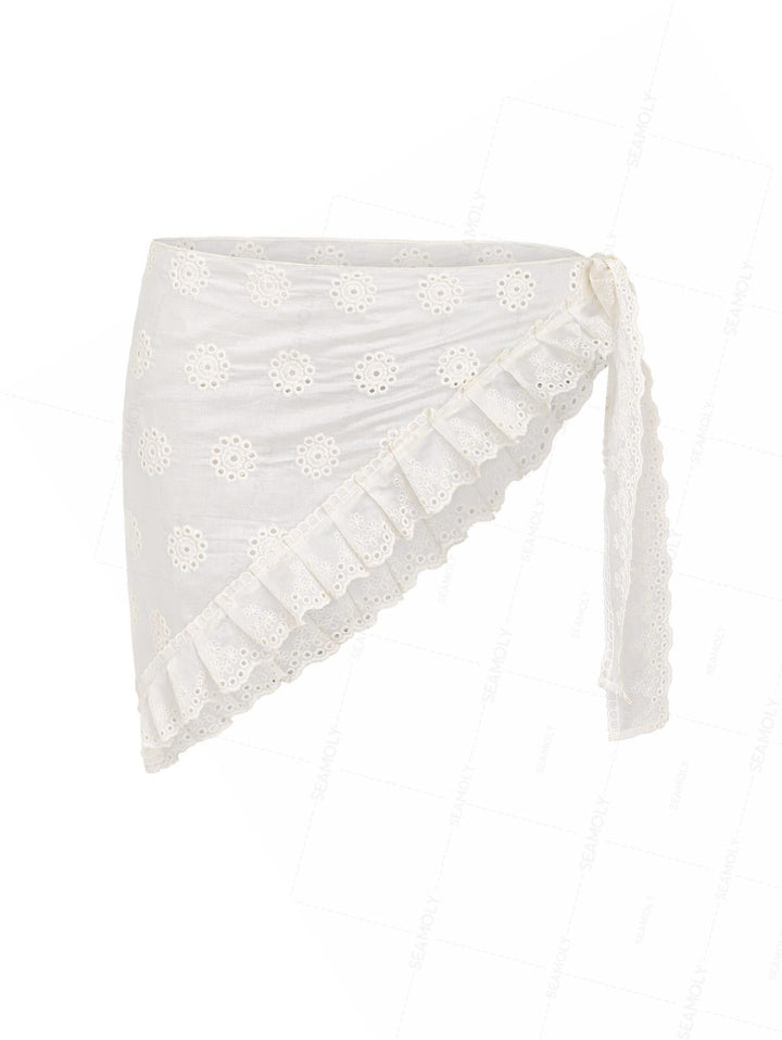 Vintage Bohemian Lace Floral Triangle Cover Up Sarong