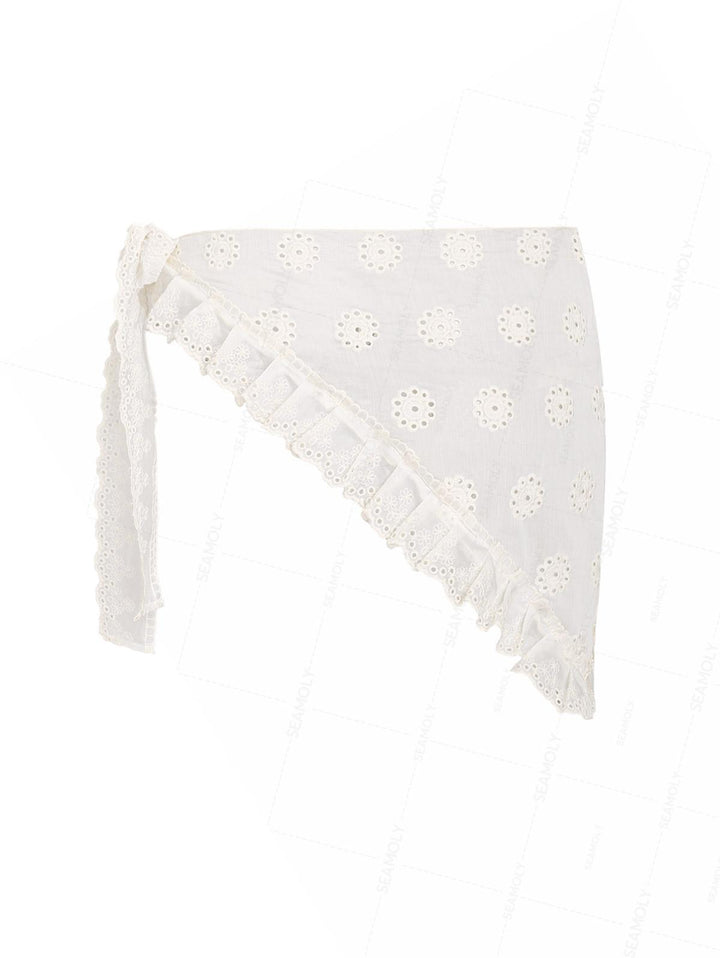 Vintage Bohemian Lace Floral Triangle Cover Up Sarong