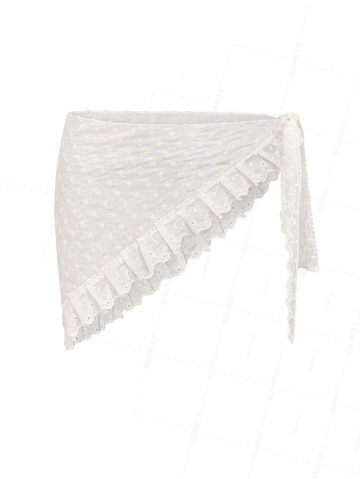 Vintage Bohemian Lace Floral Triangle Cover Up Sarong
