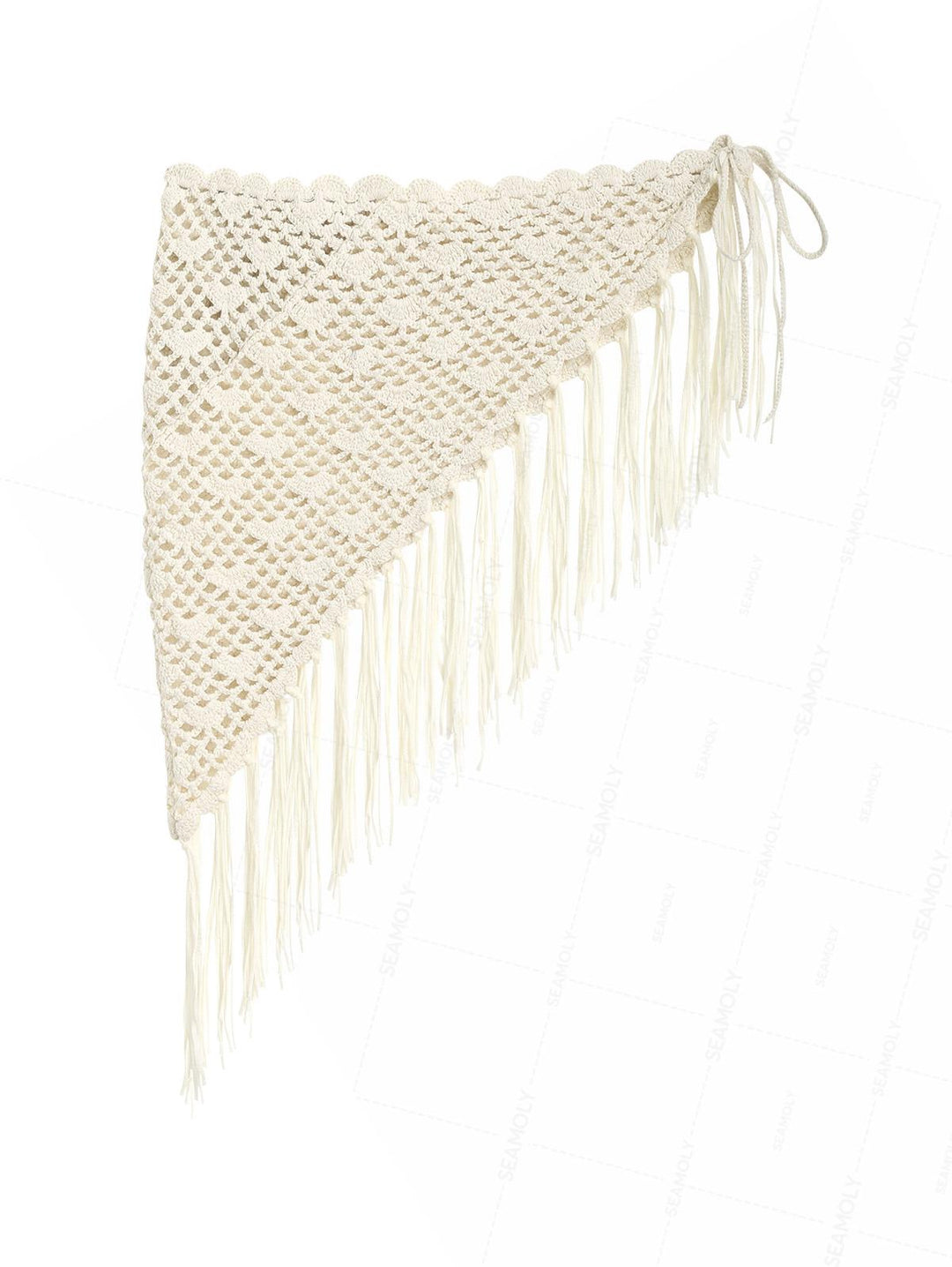 Hollow Out Crochet Fringed Triangle Cover Up Sarong