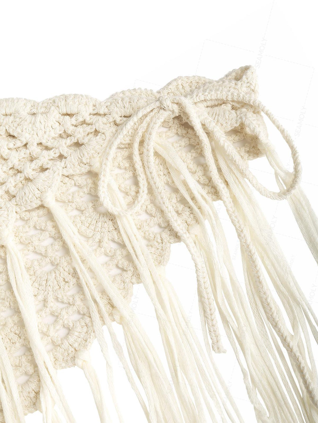 Hollow Out Crochet Fringed Triangle Cover Up Sarong